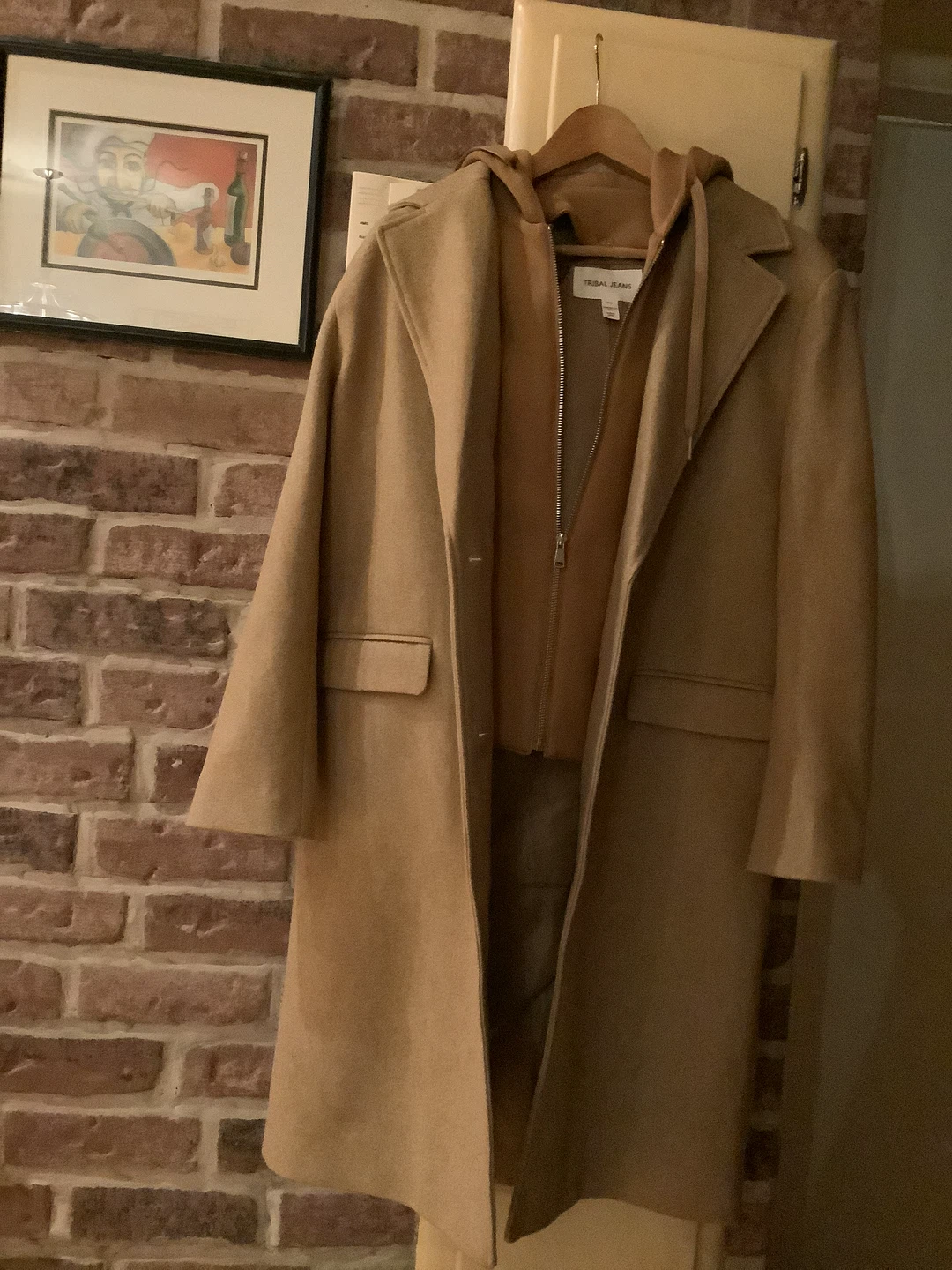 Tribal Jeans Hooded Camel Coat - photo 3