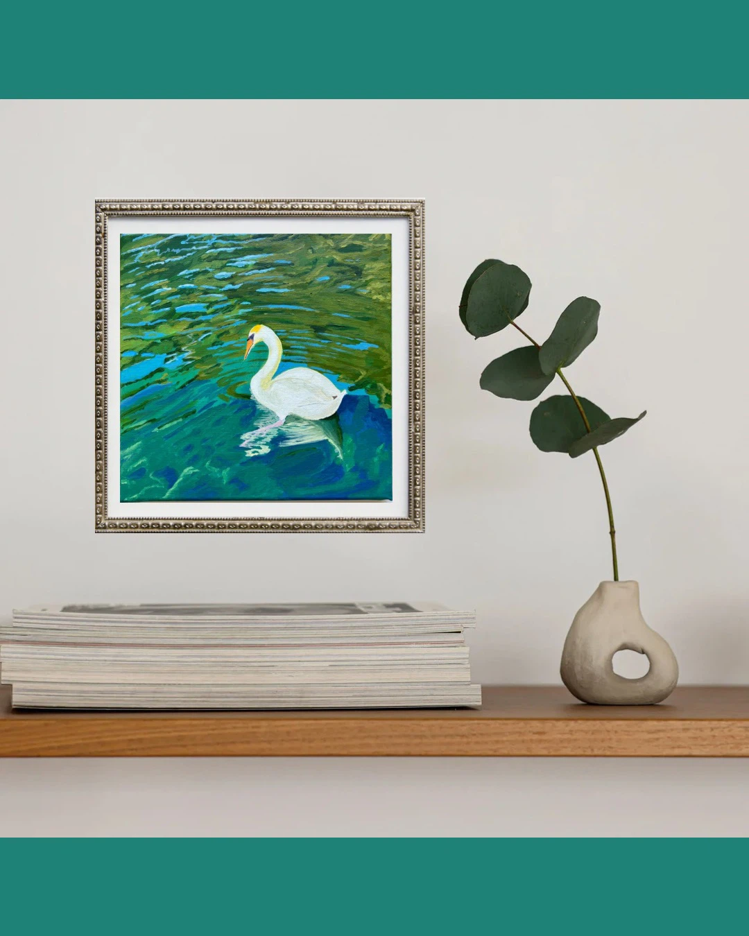 Swan Painting on Canvas - photo 2