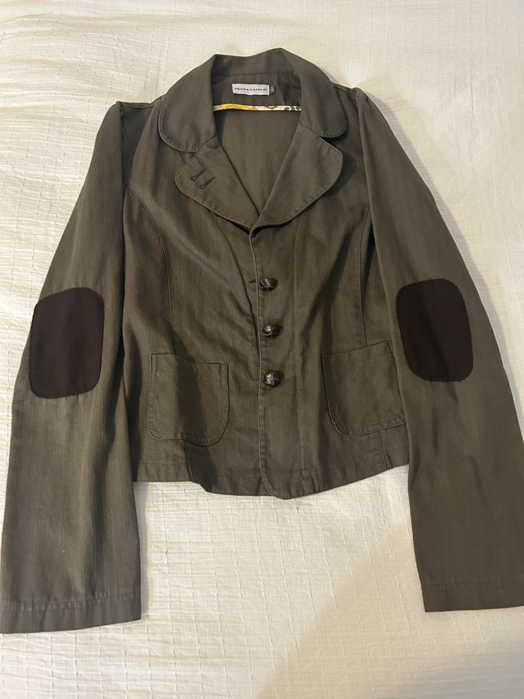 Propaganda Olive Blazer with Elbow Patches