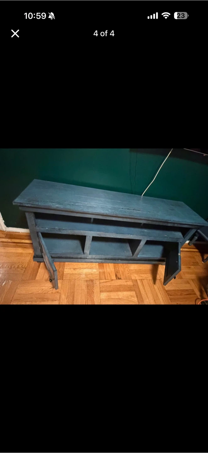 Blue Wooden TV Stand