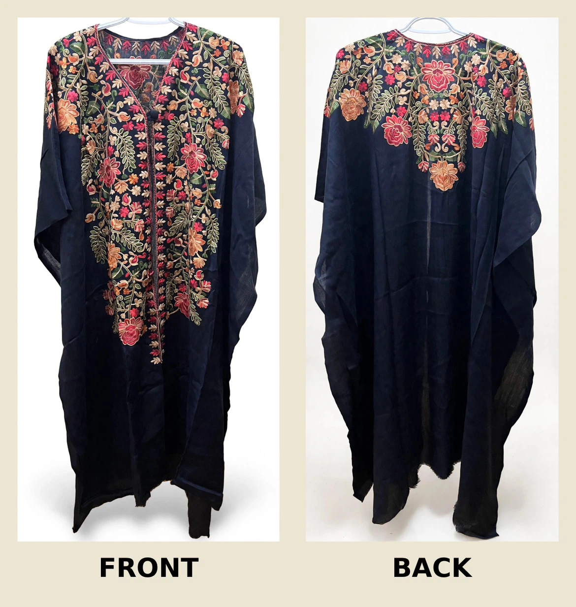 Embroidered Pashmina Cape Shawl / Poncho - Free Size - 5 Colours