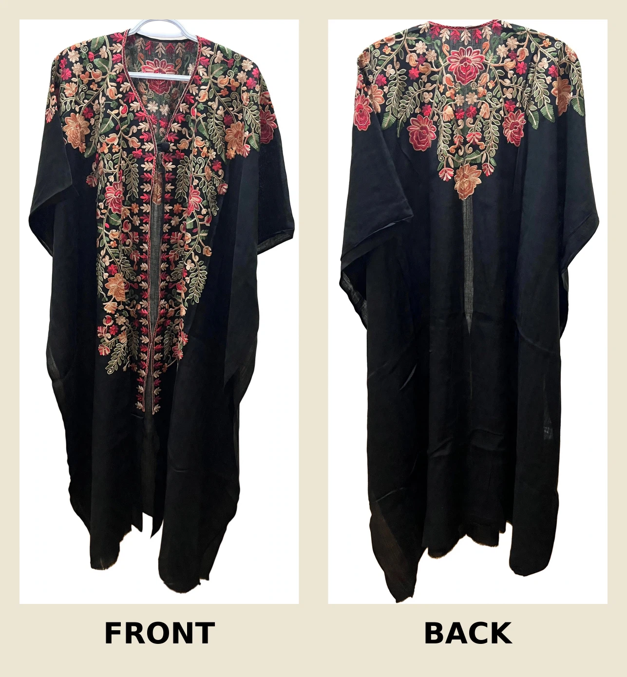 Embroidered Pashmina Cape Shawl / Poncho - Free Size - 5 Colours - photo 5