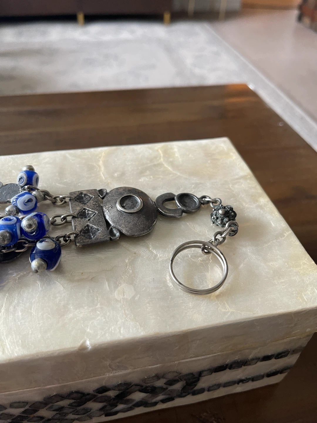 Evil Eye Charm Keychain with coins and blue stones - photo 3