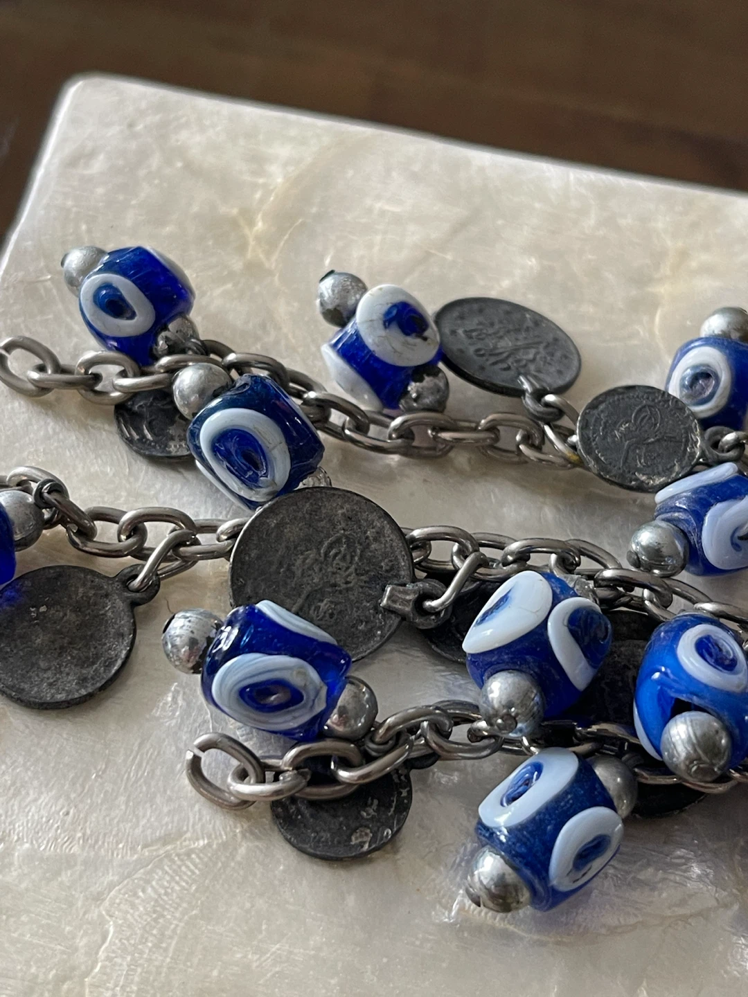 Evil Eye Charm Keychain with coins and blue stones - photo 5