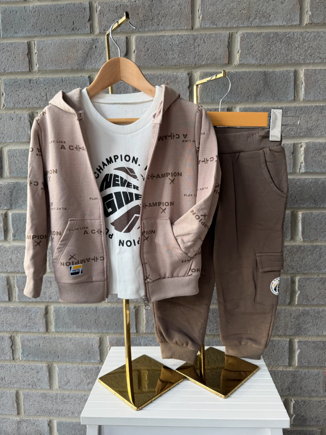 Boys’ 3-Piece Outfit Set Hoodie T-Shirt Cargo Pants Brand New