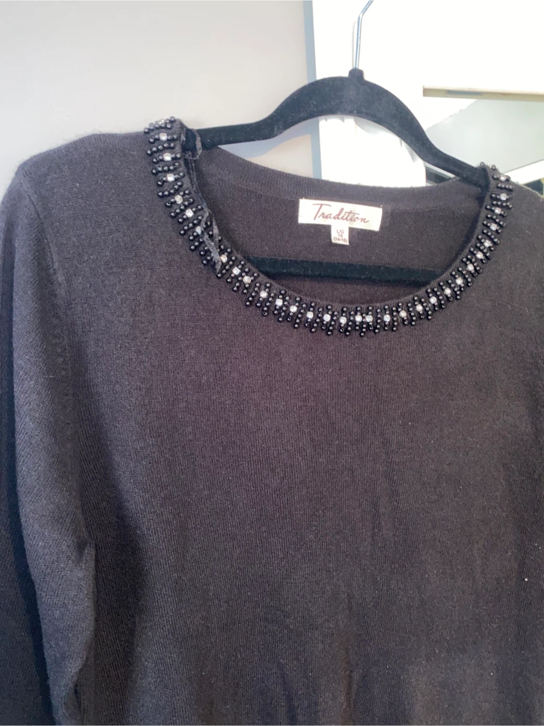 Tradition Black Long-Sleeve Beaded Sweater - photo 2