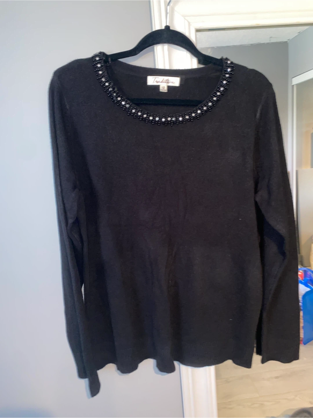 Tradition Black Long-Sleeve Beaded Sweater - photo 4