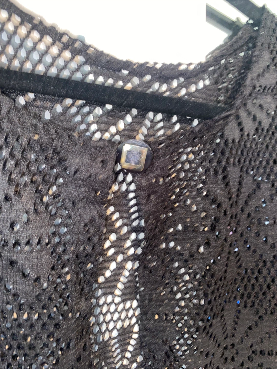 Black Crocheted Open-Front Cardigan - photo 4