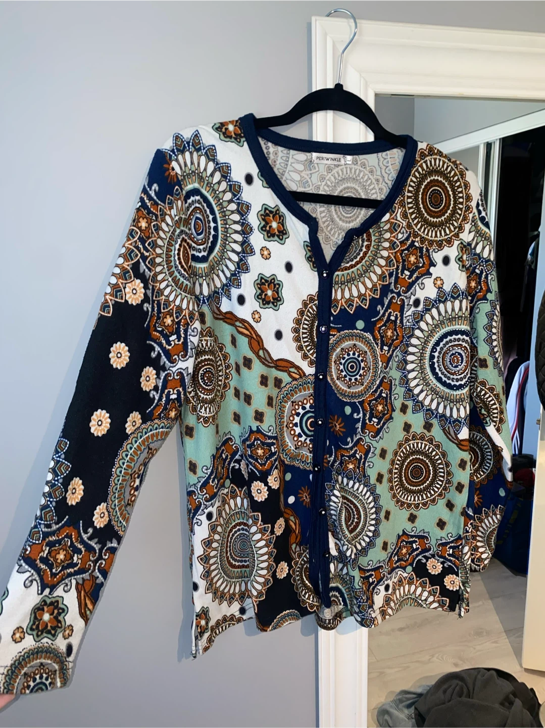 Periwinkle Paisley Print Cardigan
