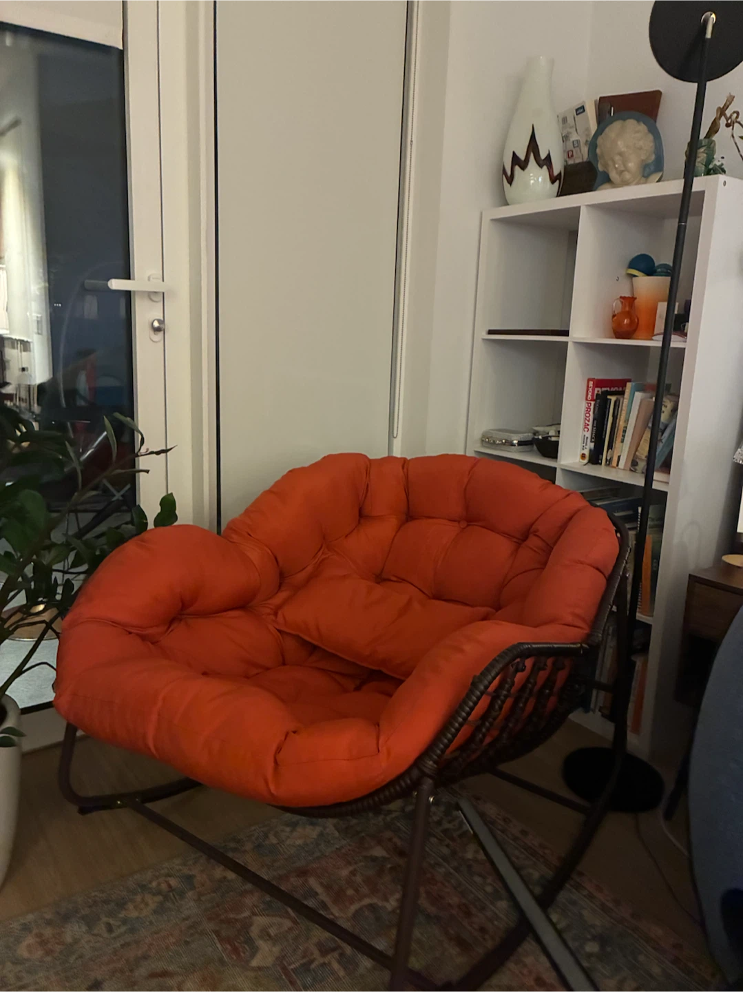 modern, brand new , soft and artsy red chair