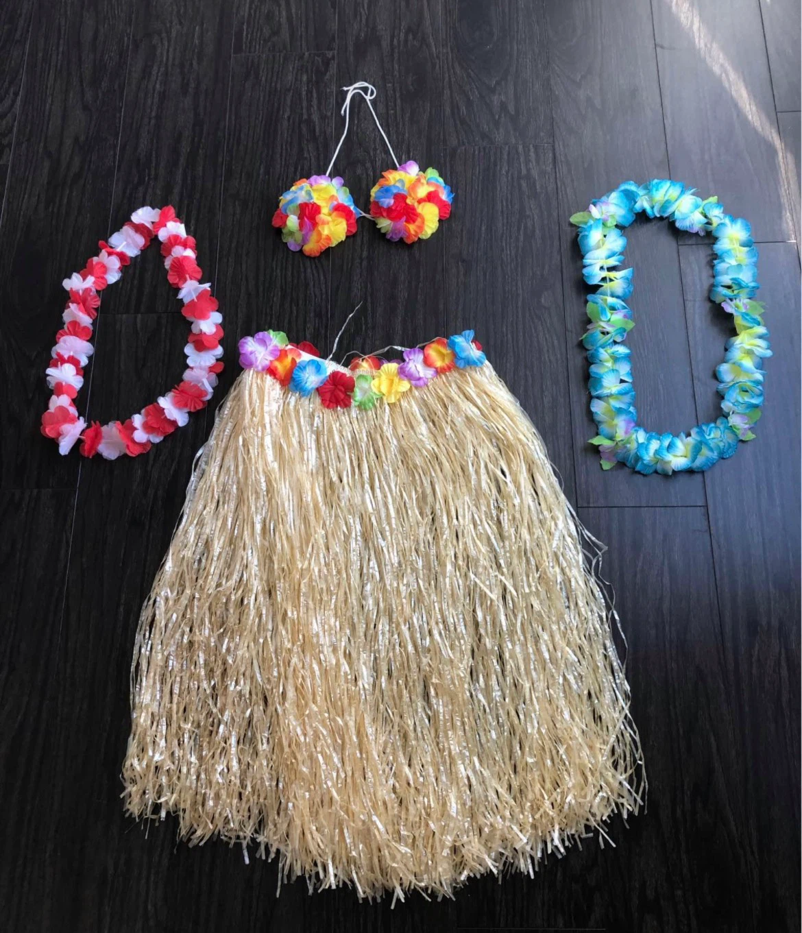 Hula Girl Halloween Costume - Hawaiian Lei Grass Skirt Luau