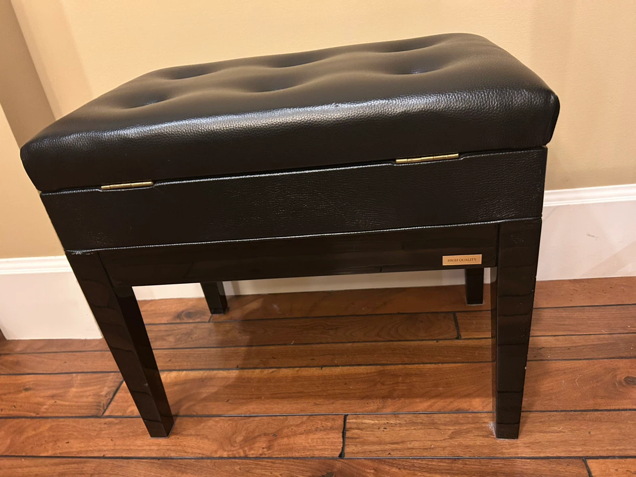 Adjustable Black Piano Bench with Storage