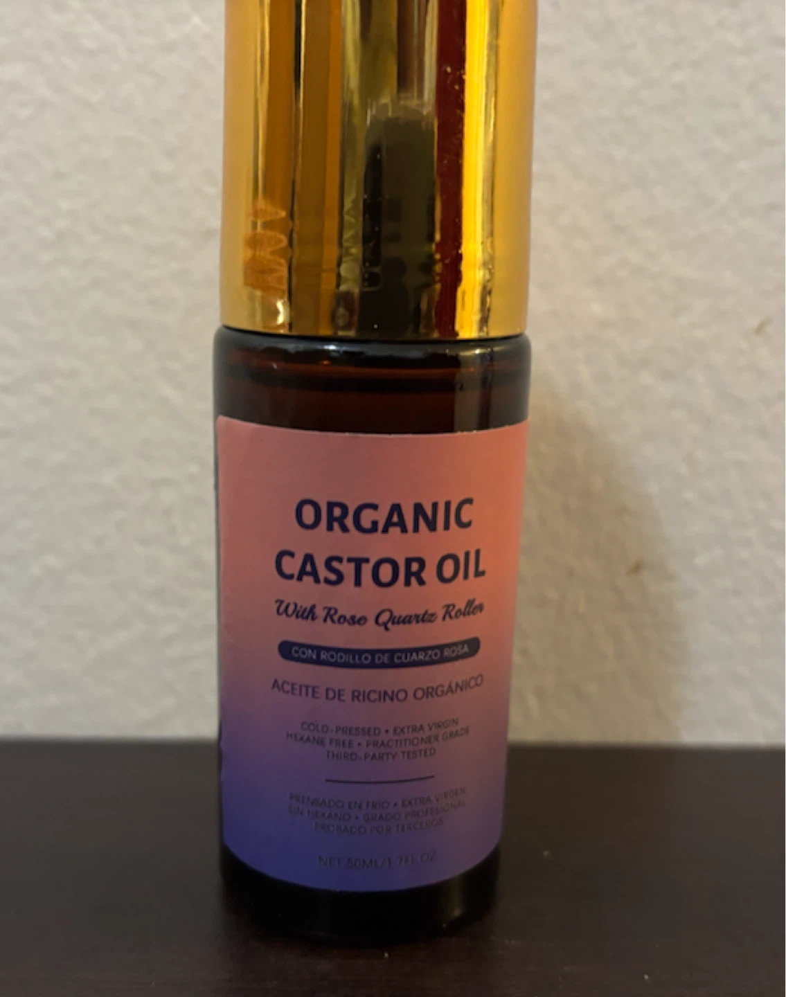 NEW-Organic Castor Oil with Rose Quartz Roller