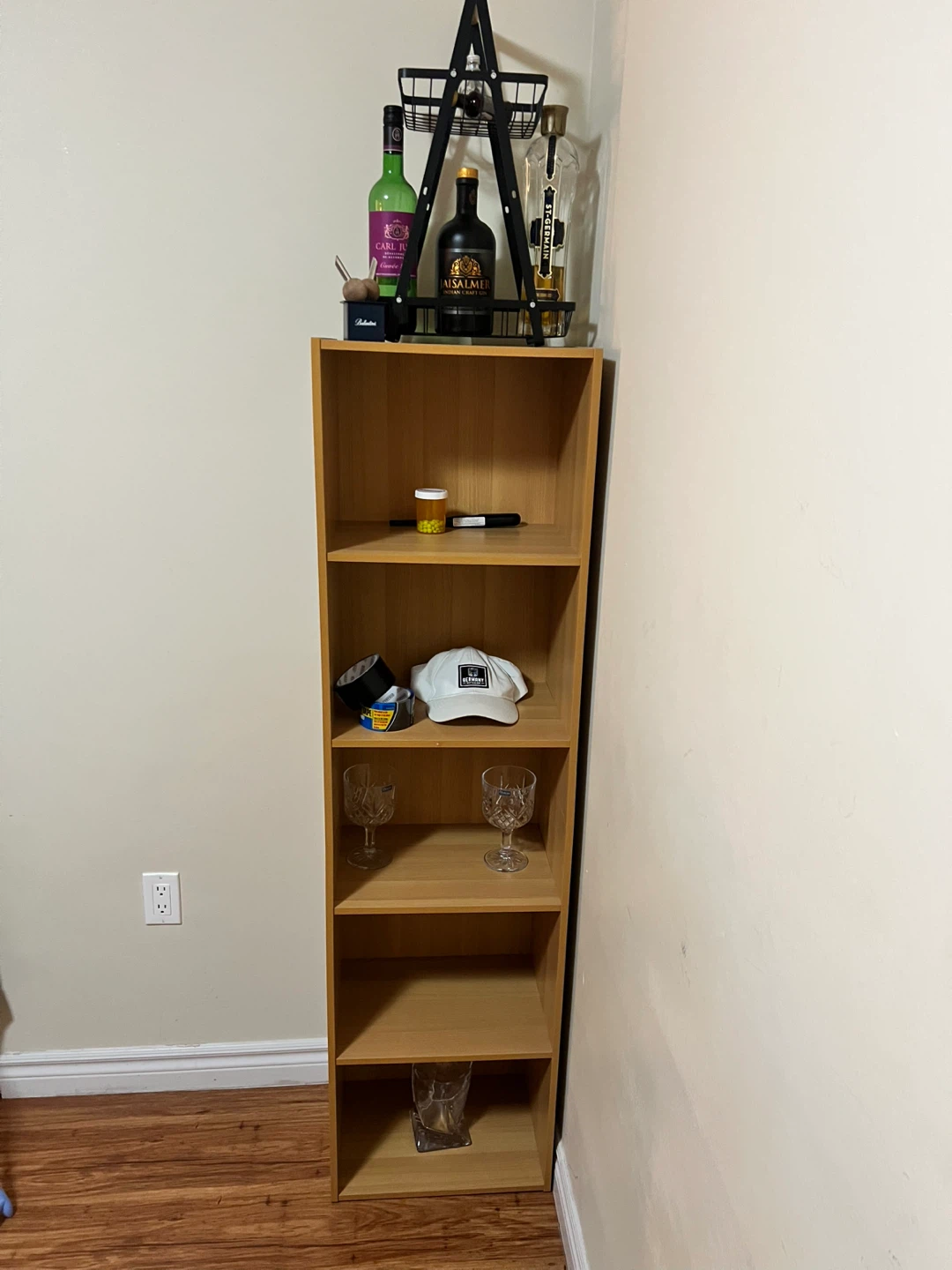 Tall Light Wood Laminate Bookshelf