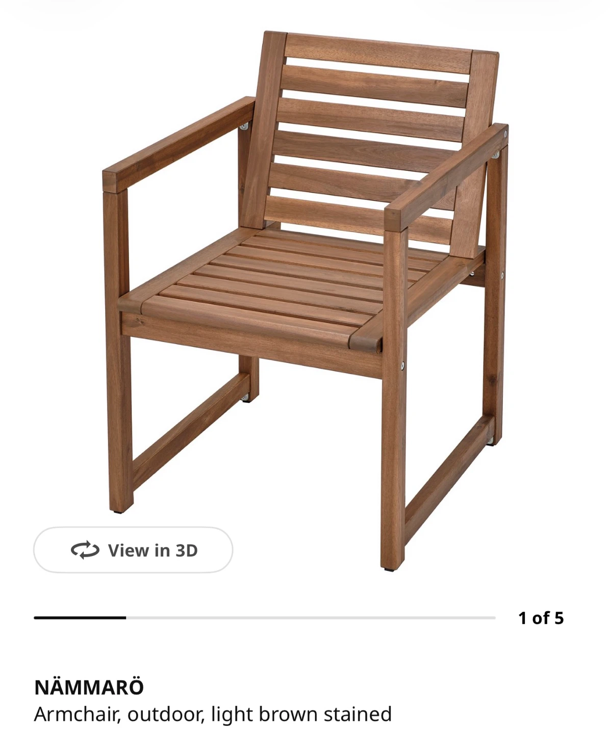 IKEA NÄMMARÖ Outdoor Armchair, light brown stained