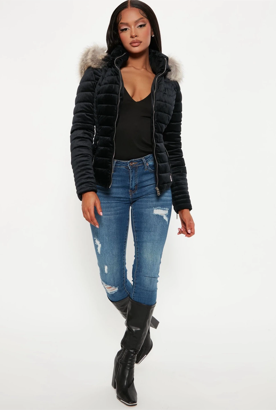 New with tags size medium Fashion Nova Velvet Puffer Jacket - photo 2