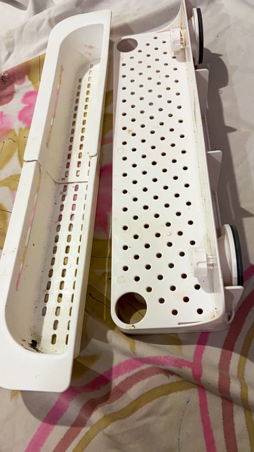White plastic suction cup shower shelf - photo 2