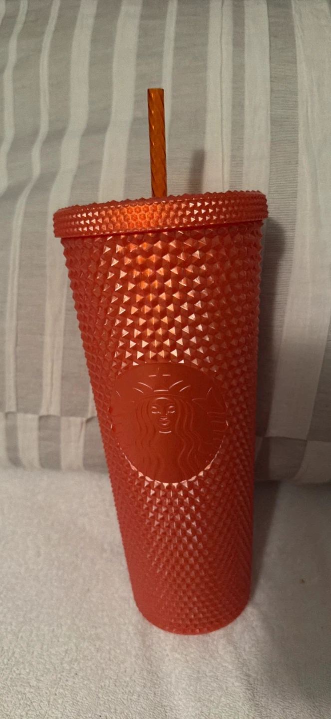 Starbucks Orange Studded Tumbler with Straw
