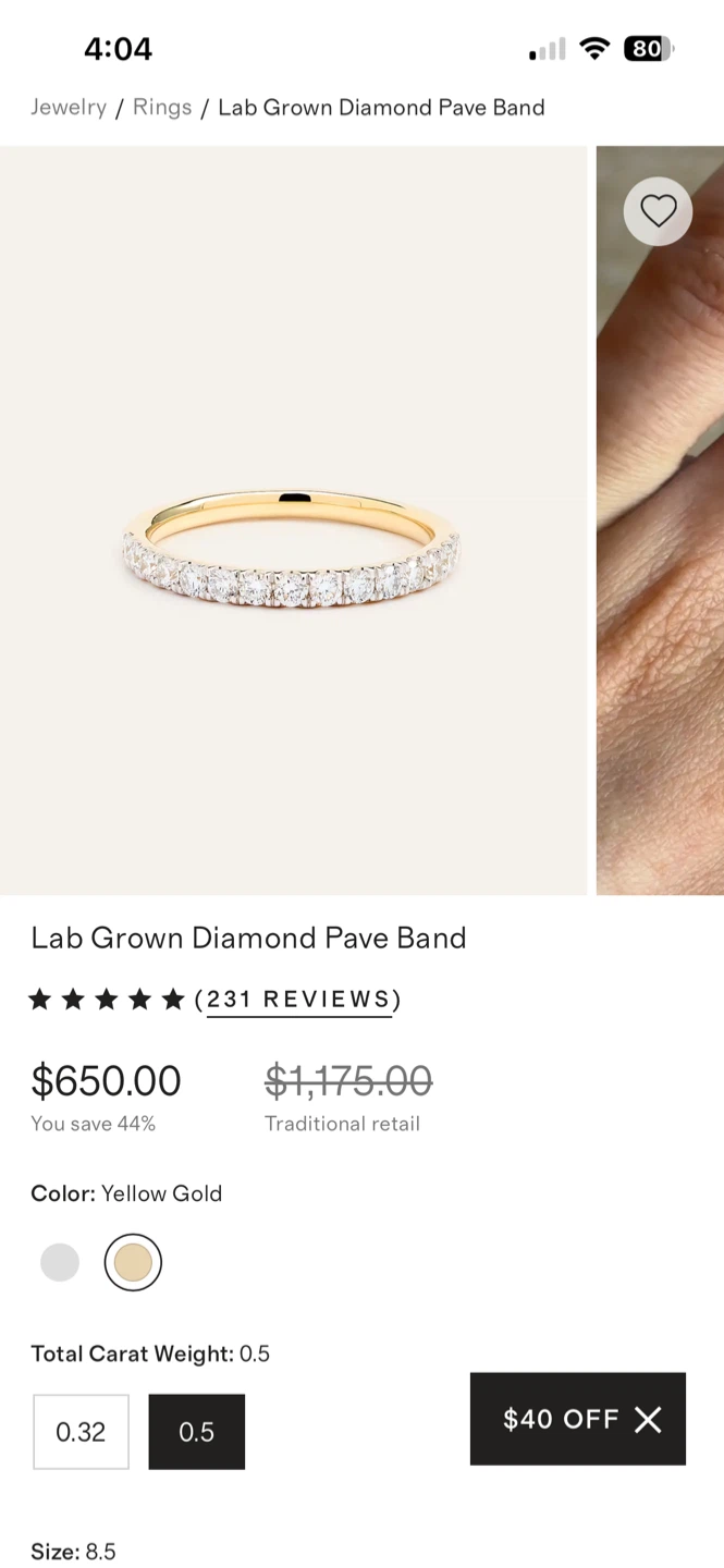 Quince Lab Grown Diamond Pave Band Size 8.5 - photo 3