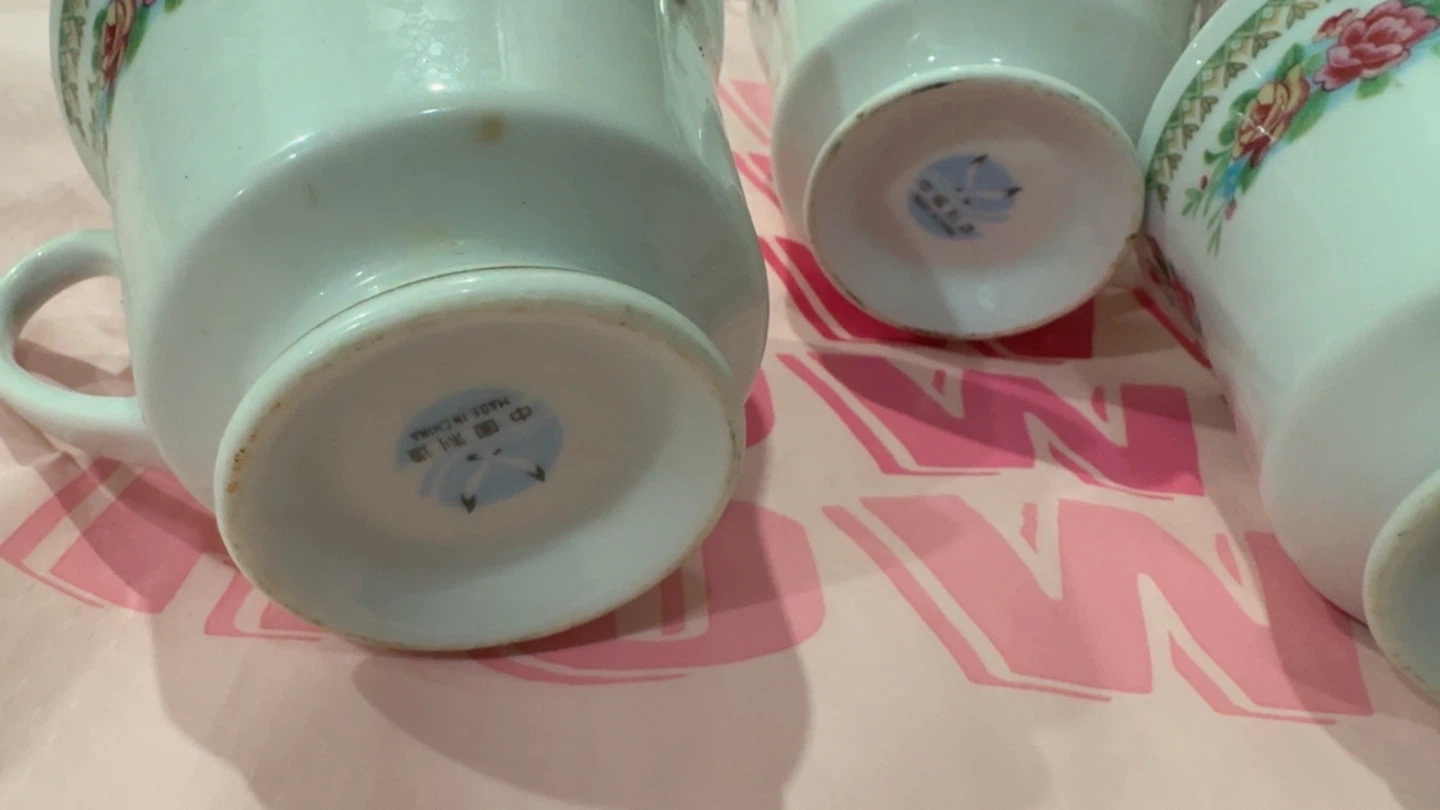 Set of 3 Floral Pattern Tea Cups - photo 2