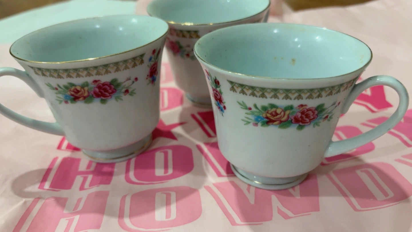 Set of 3 Floral Pattern Tea Cups - photo 5