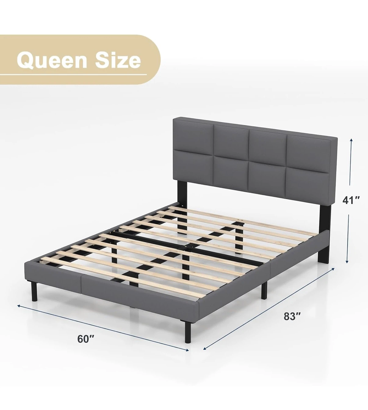 Queen Size Upholstered Bed Frame - photo 2