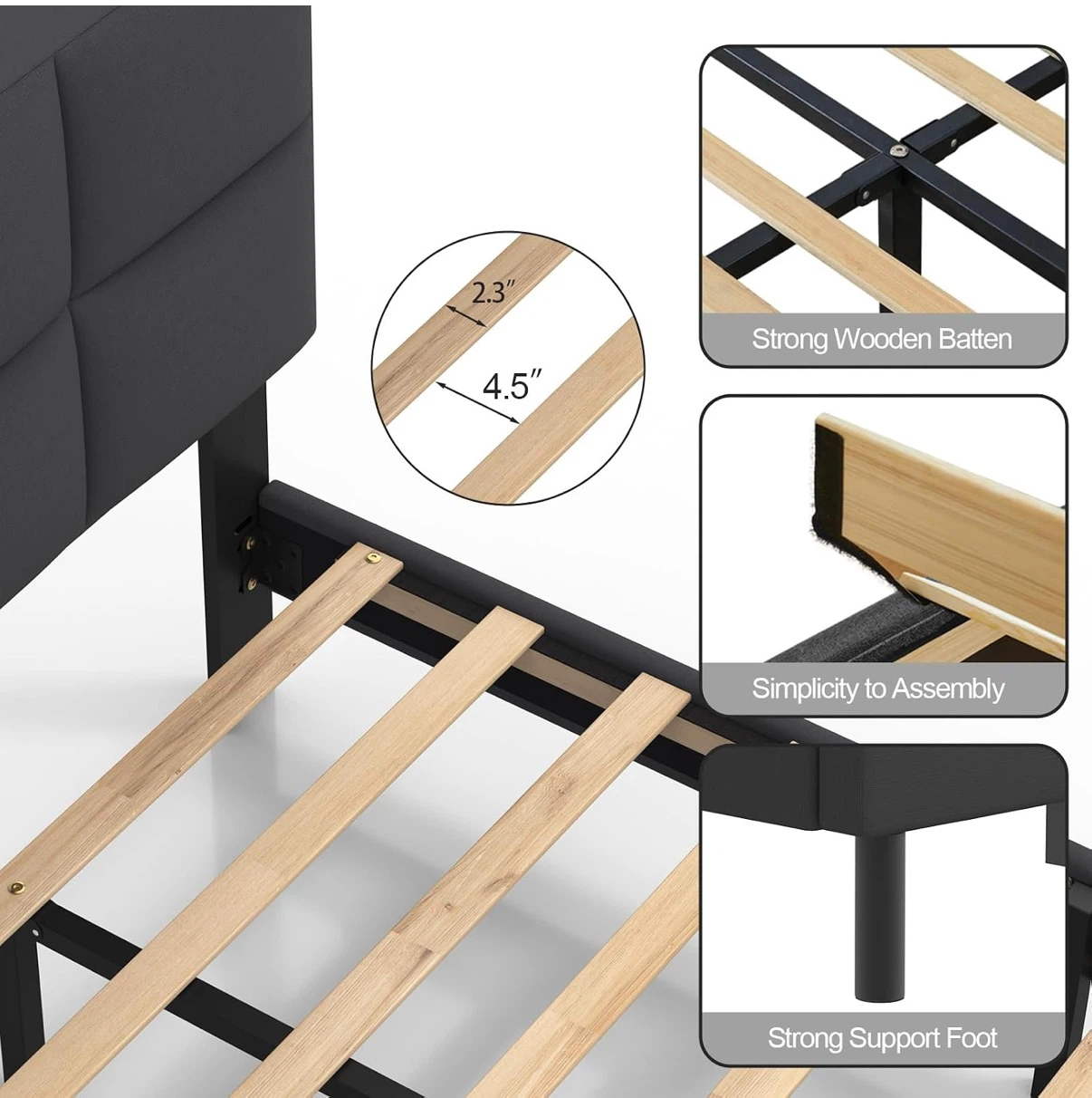 Queen Size Upholstered Bed Frame - photo 3