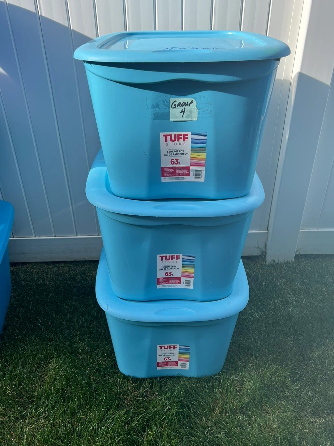 #4- 3 Tuff Store 63L Storage Bins