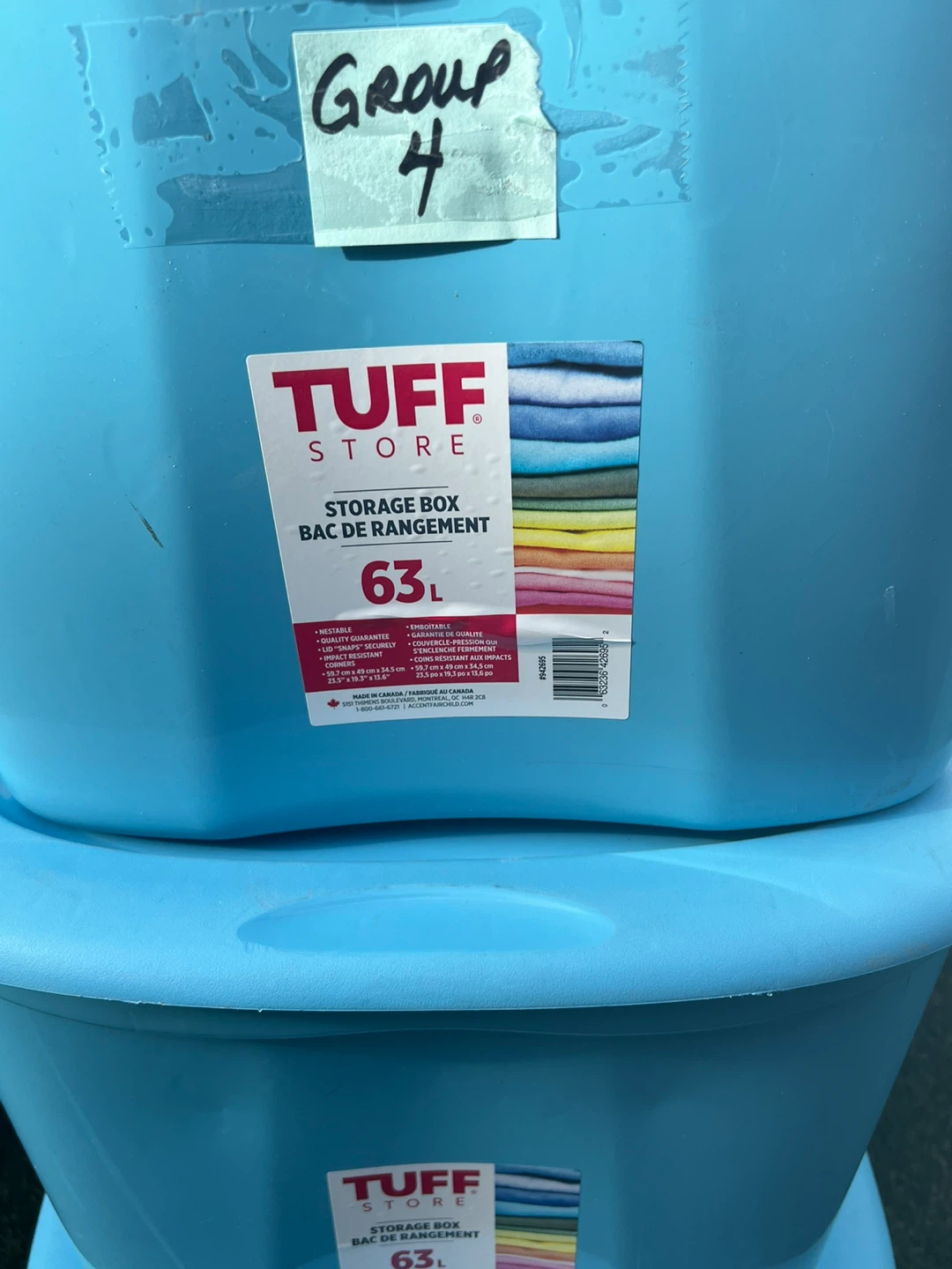 #4- 3 Tuff Store 63L Storage Bins - photo 2