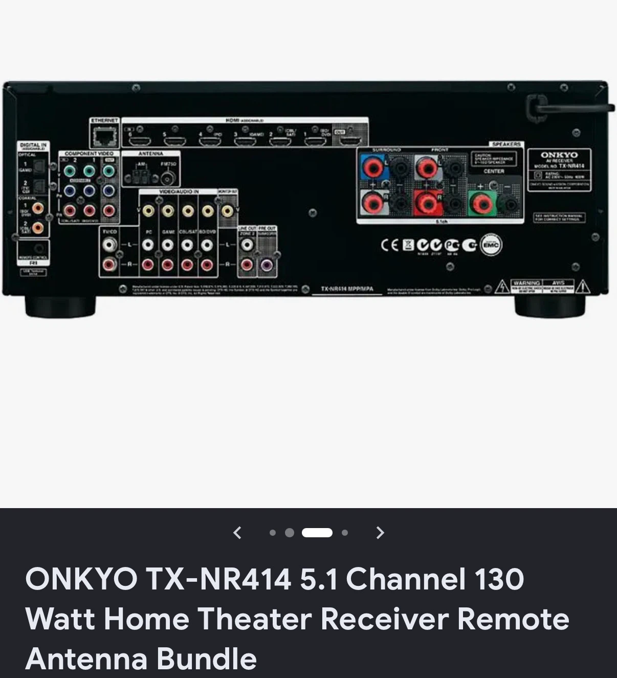 Onkyo TX-NR414 5.1 Channel Home Theater Receiver - photo 2