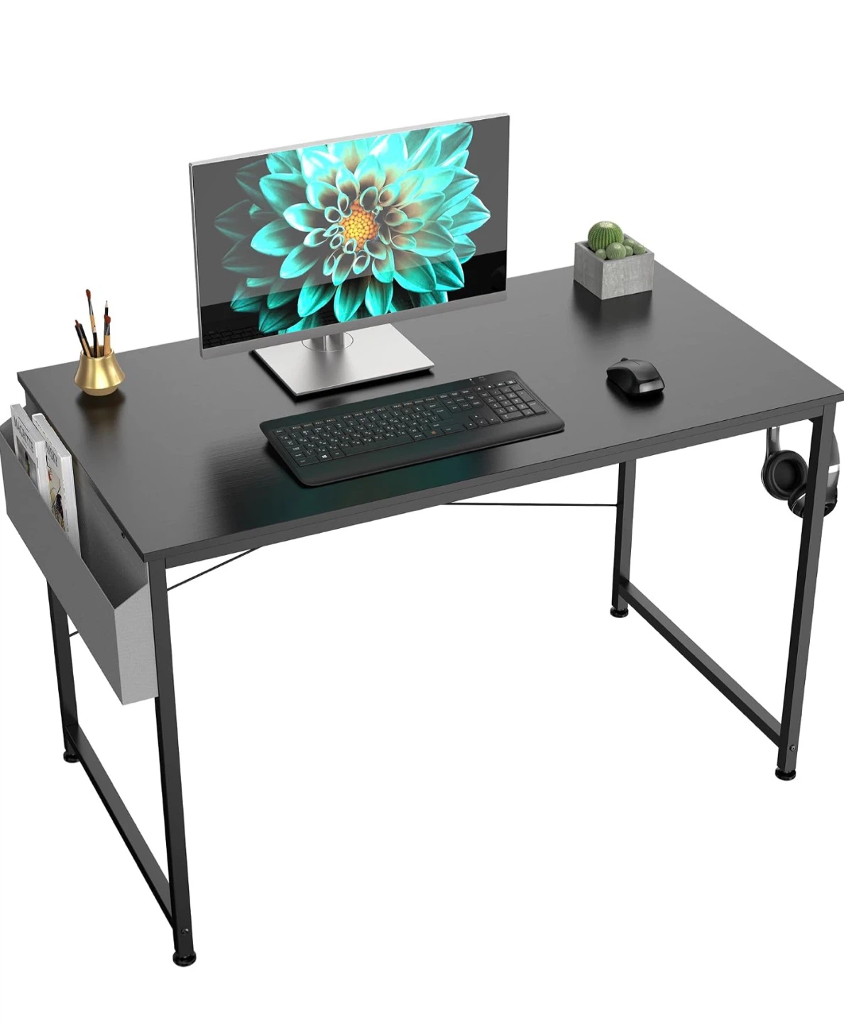 Black Desk with Side Pocket