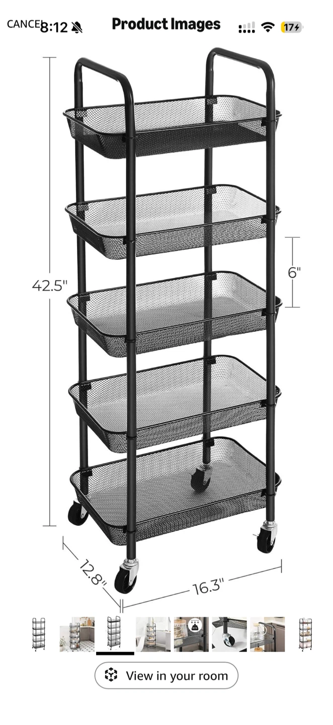 5-Tier Metal Rolling Storage Cart - photo 2