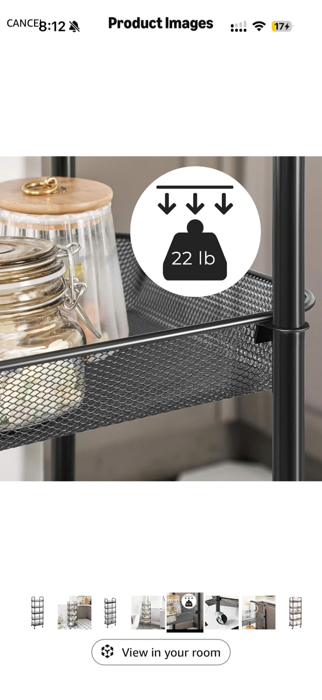 5-Tier Metal Rolling Storage Cart - photo 3