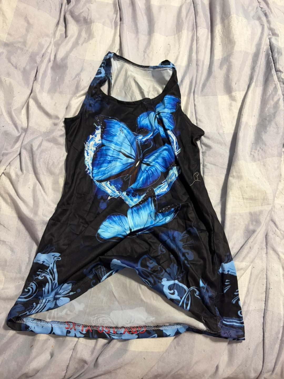 Blue Butterfly Print Tank Top