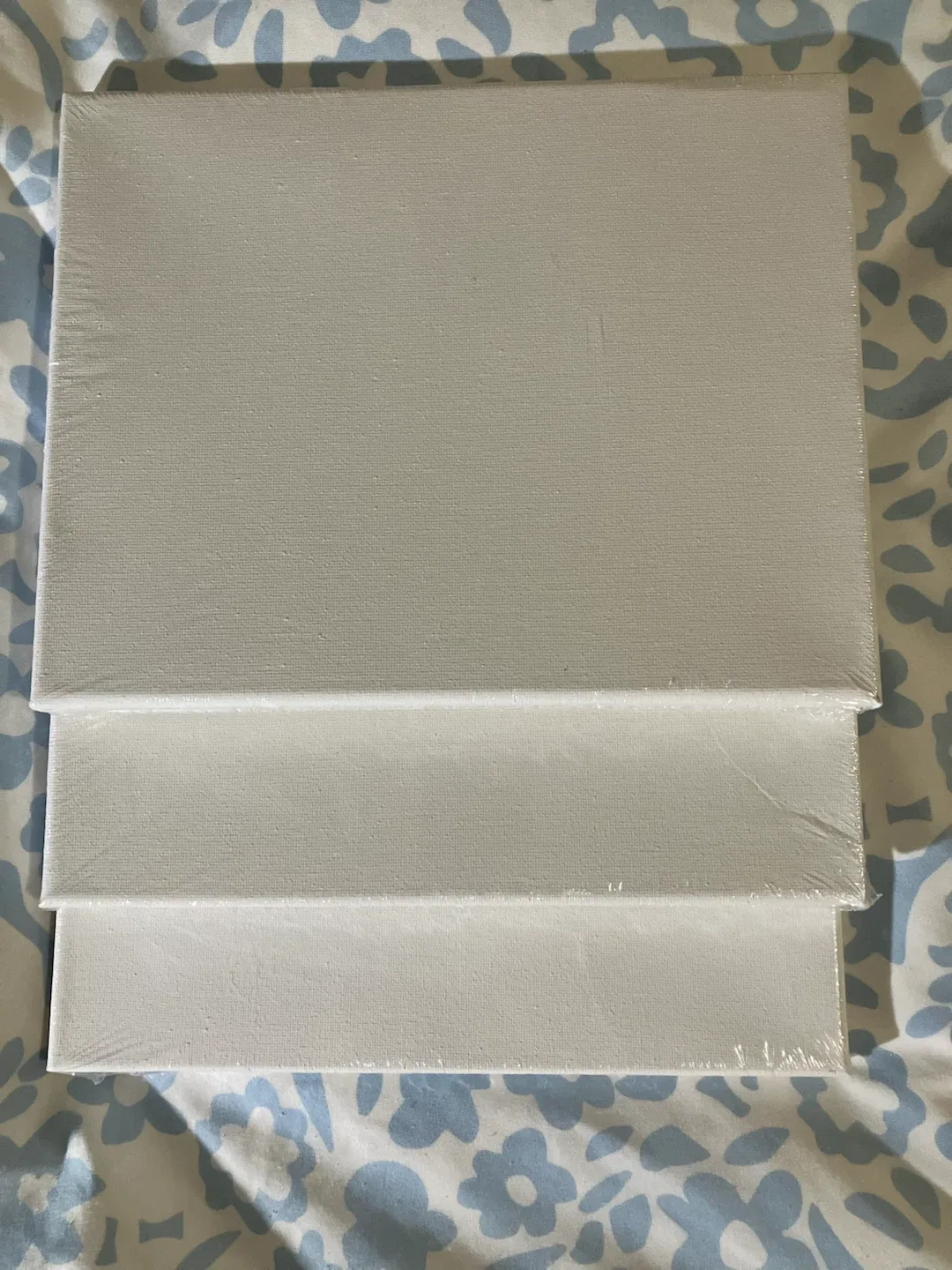 Three White Stretched Canvases