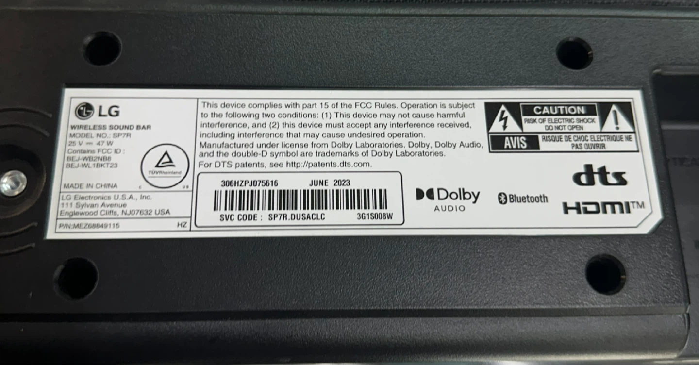 LG SP7R Wireless Sound Bar and Subwoofer - photo 3