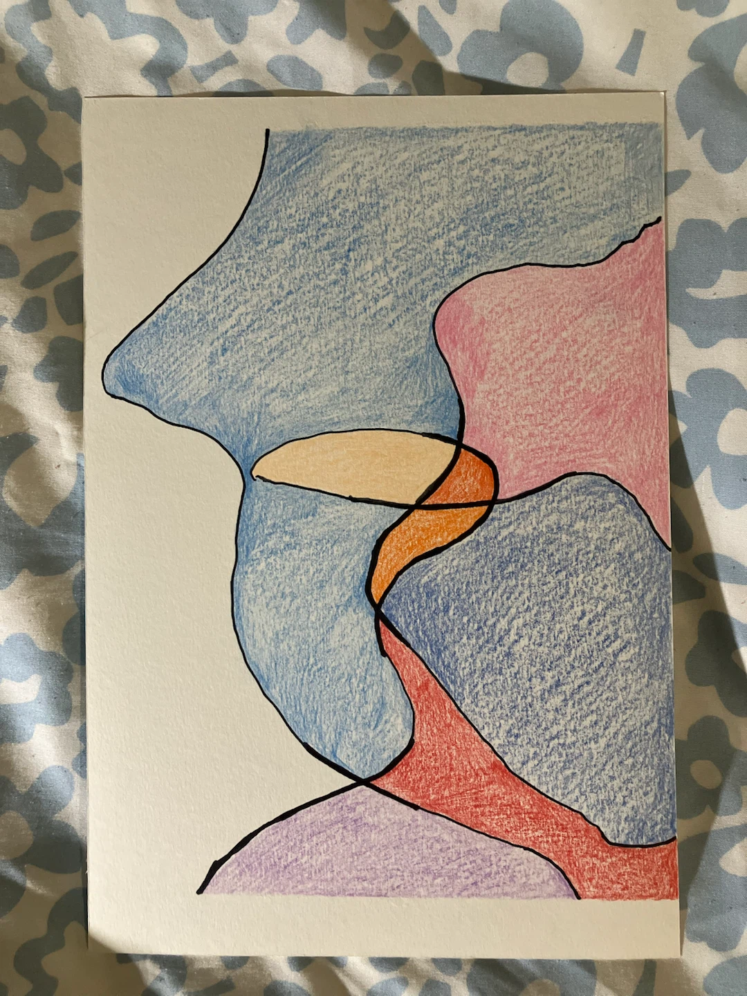 Original abstract coloured pencil drawing