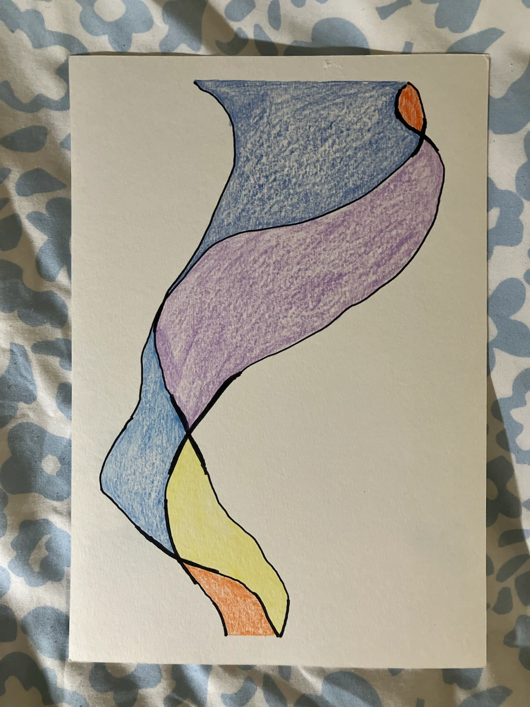 Original abstract coloured pencil drawing