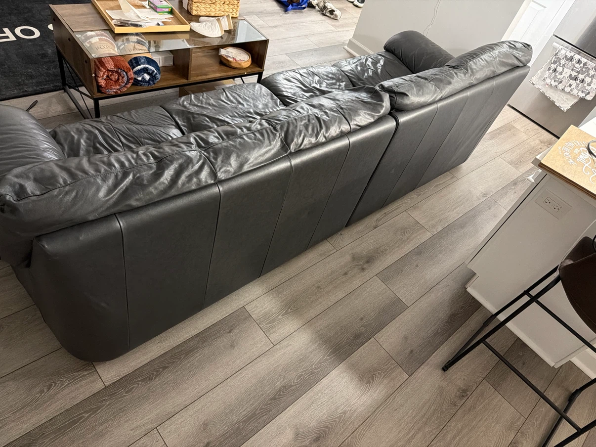 Black Leather Four-Seater Sofa - photo 3