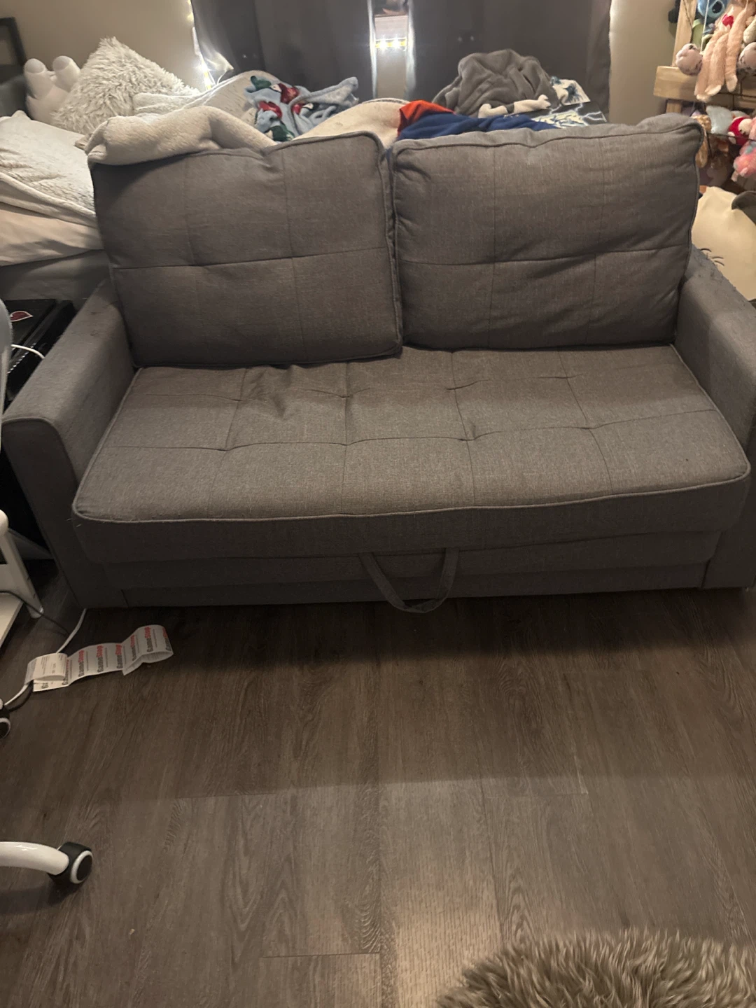 Grey Pull-Out Loveseat Sofa Bed