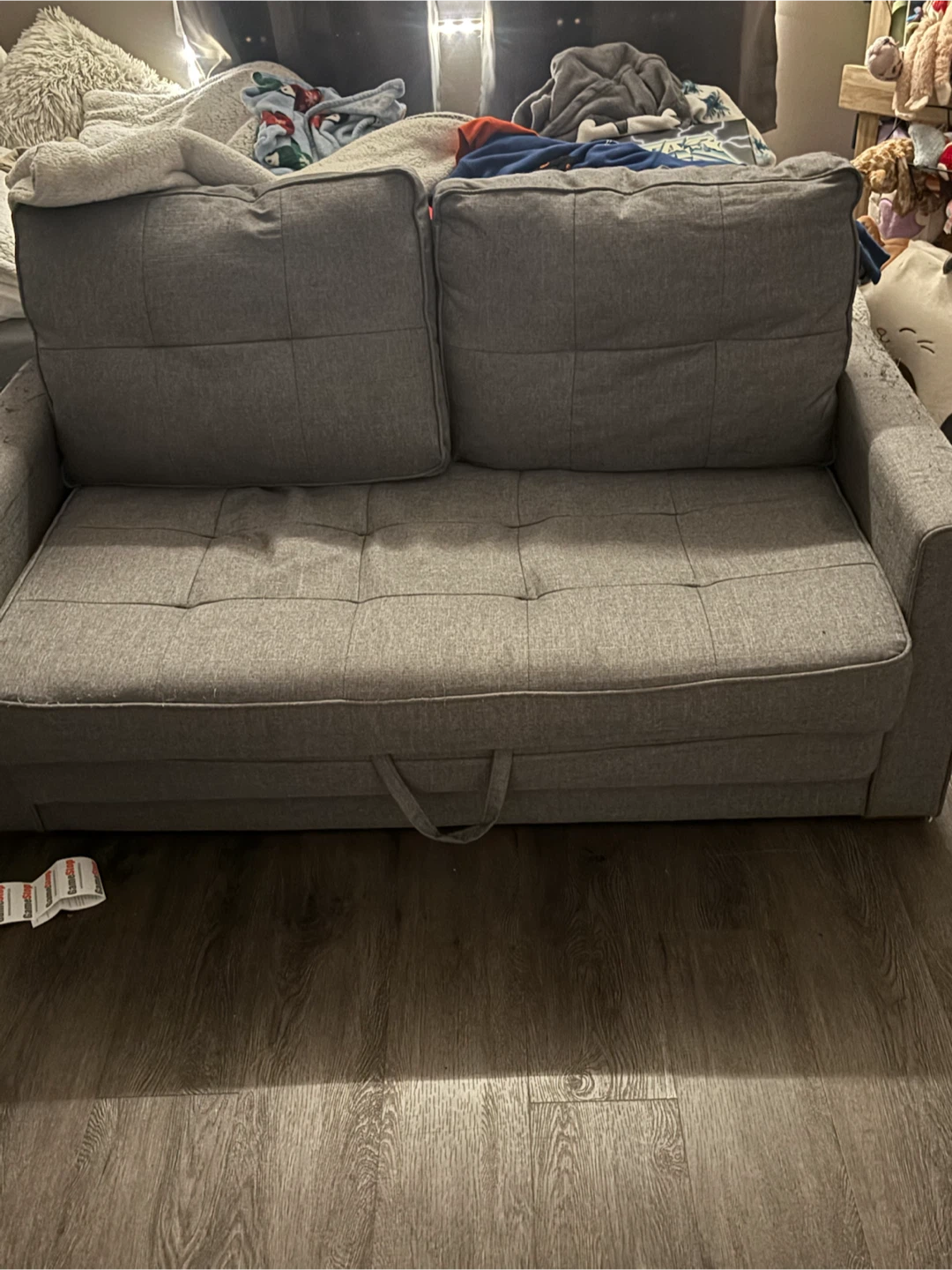 Grey Pull-Out Loveseat Sofa Bed - photo 2