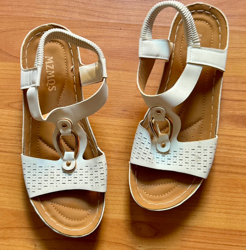 MZMOS White Wedge Sandals Size 41 - photo 3