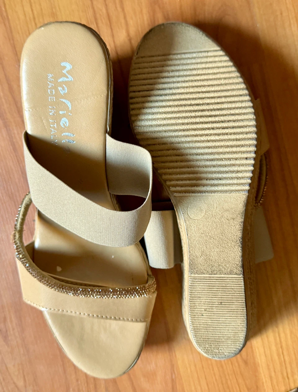 Mariella Made in Italy Beige Wedges