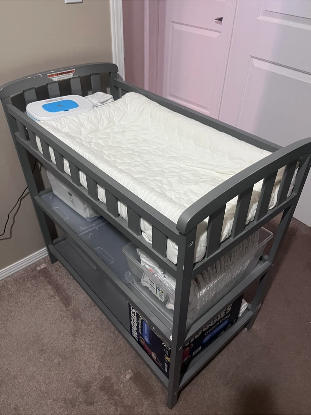 Grey Baby Changing Table and crib - photo 4