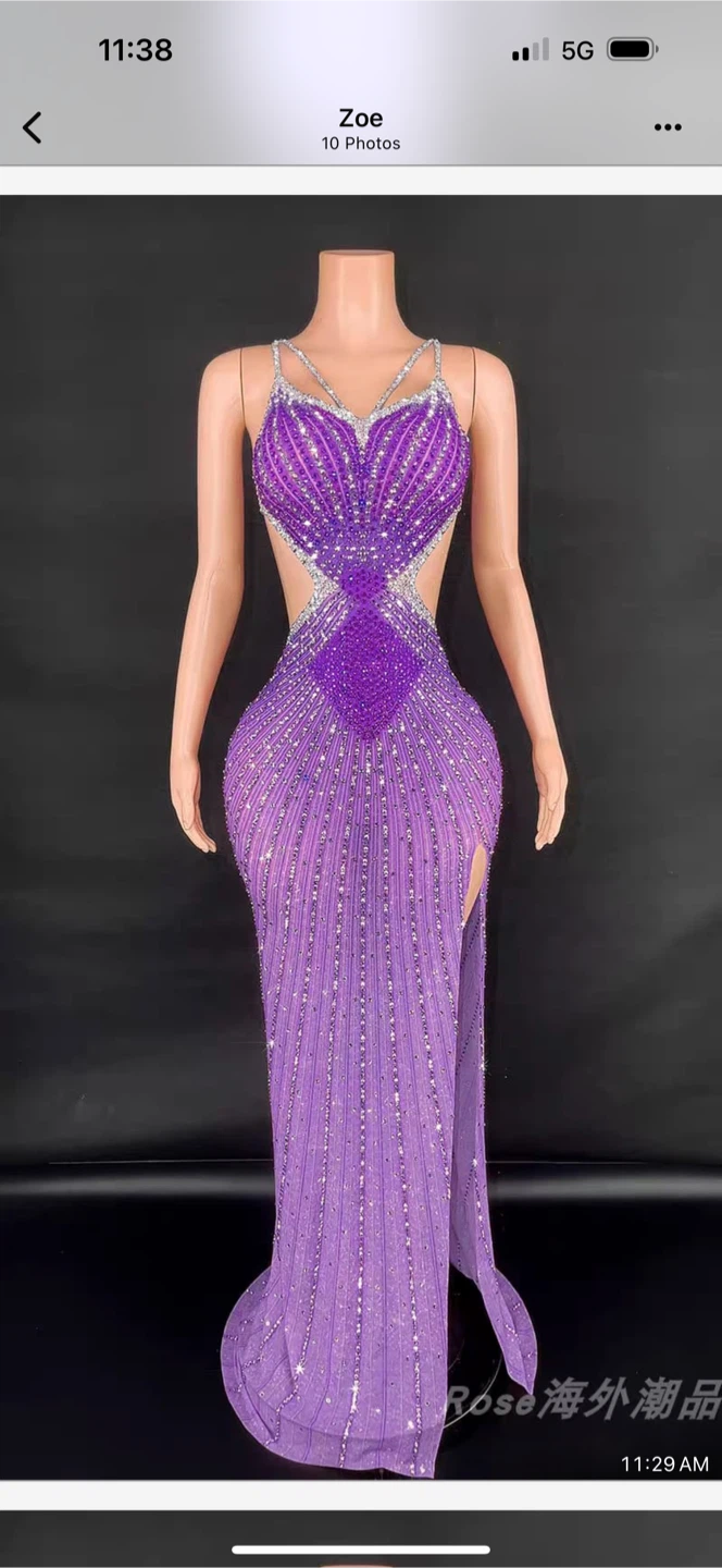 Purple Crystal Embellished Gown
