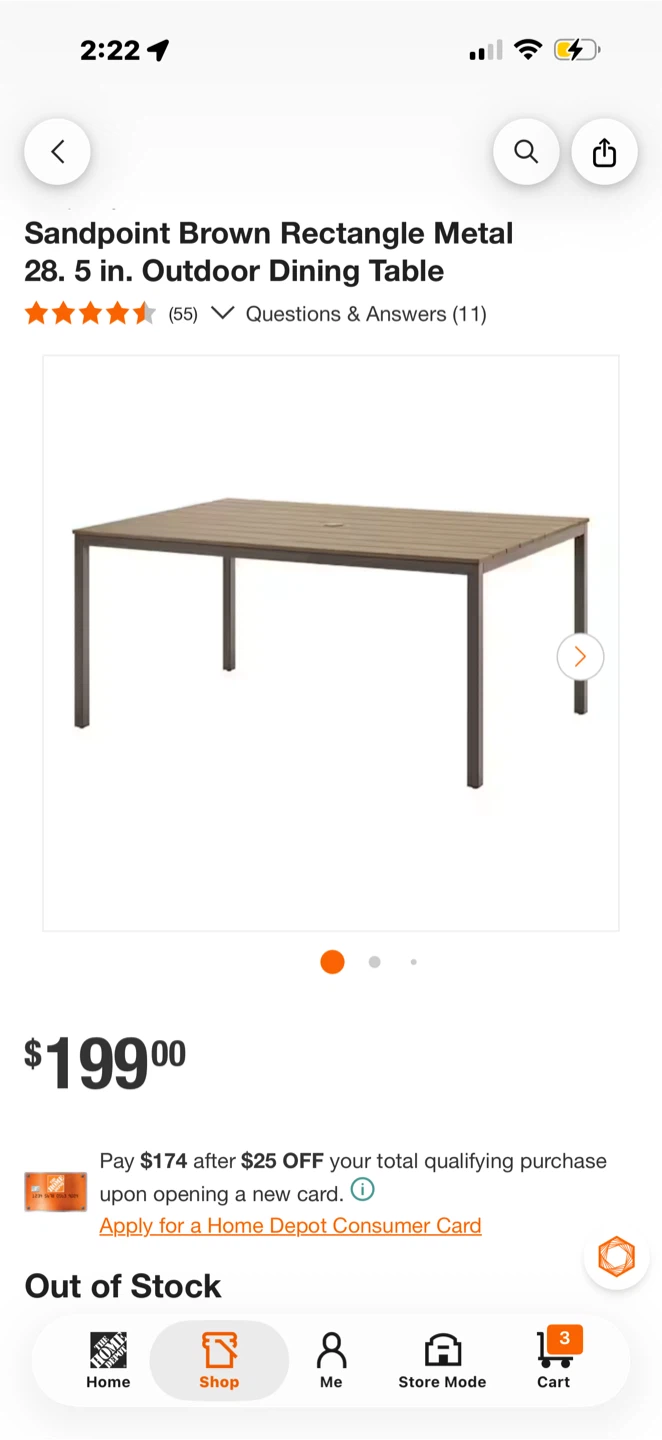 Sandpoint Brown Rectangle Metal Outdoor Dining Table