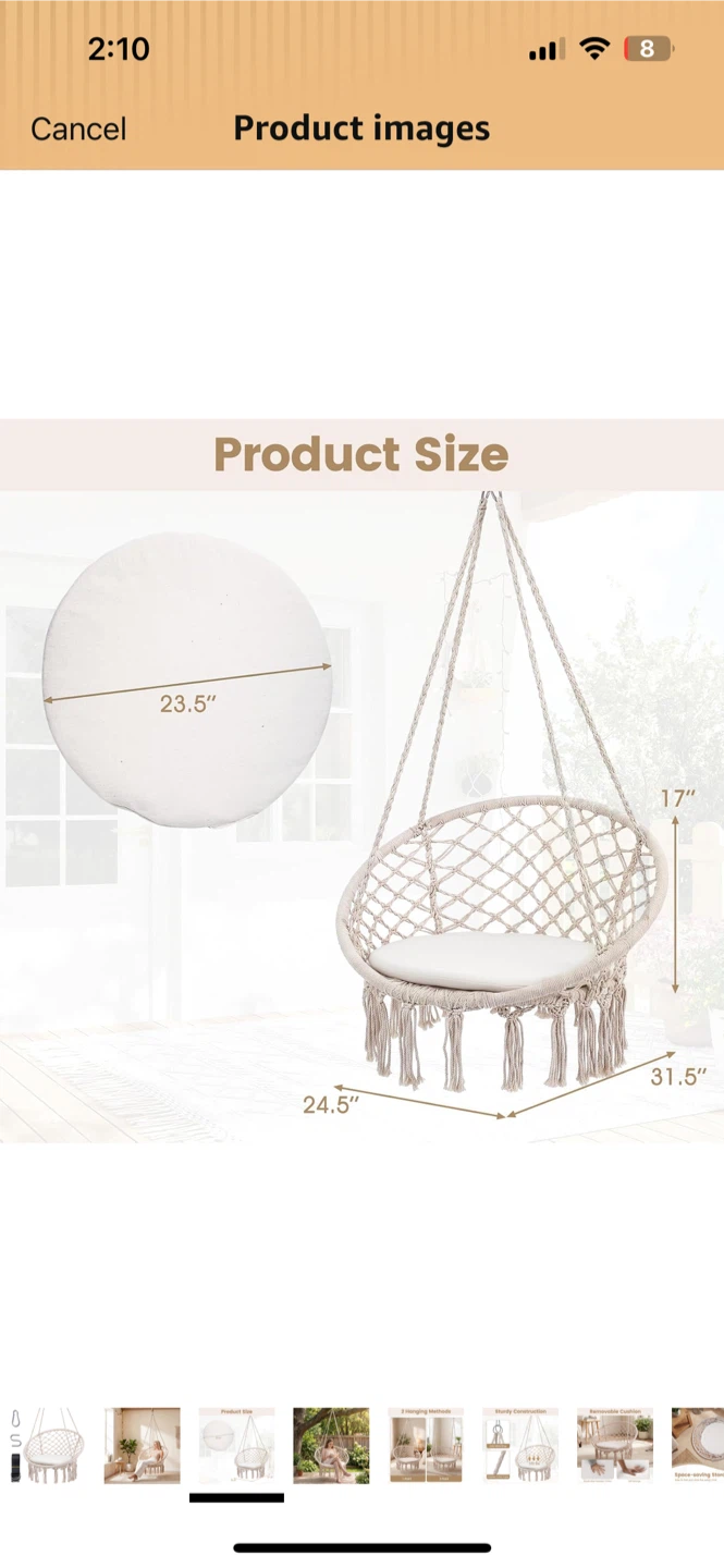 Macrame Hanging Hammock Chair