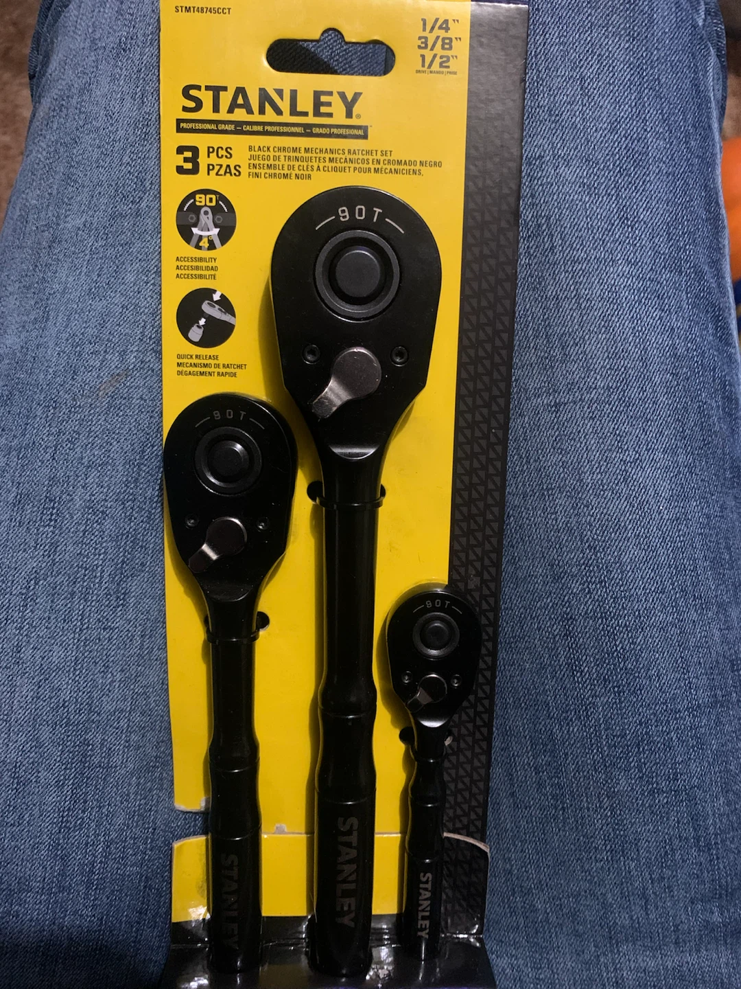 Stanley 3-Piece Black Chrome Ratchet Set