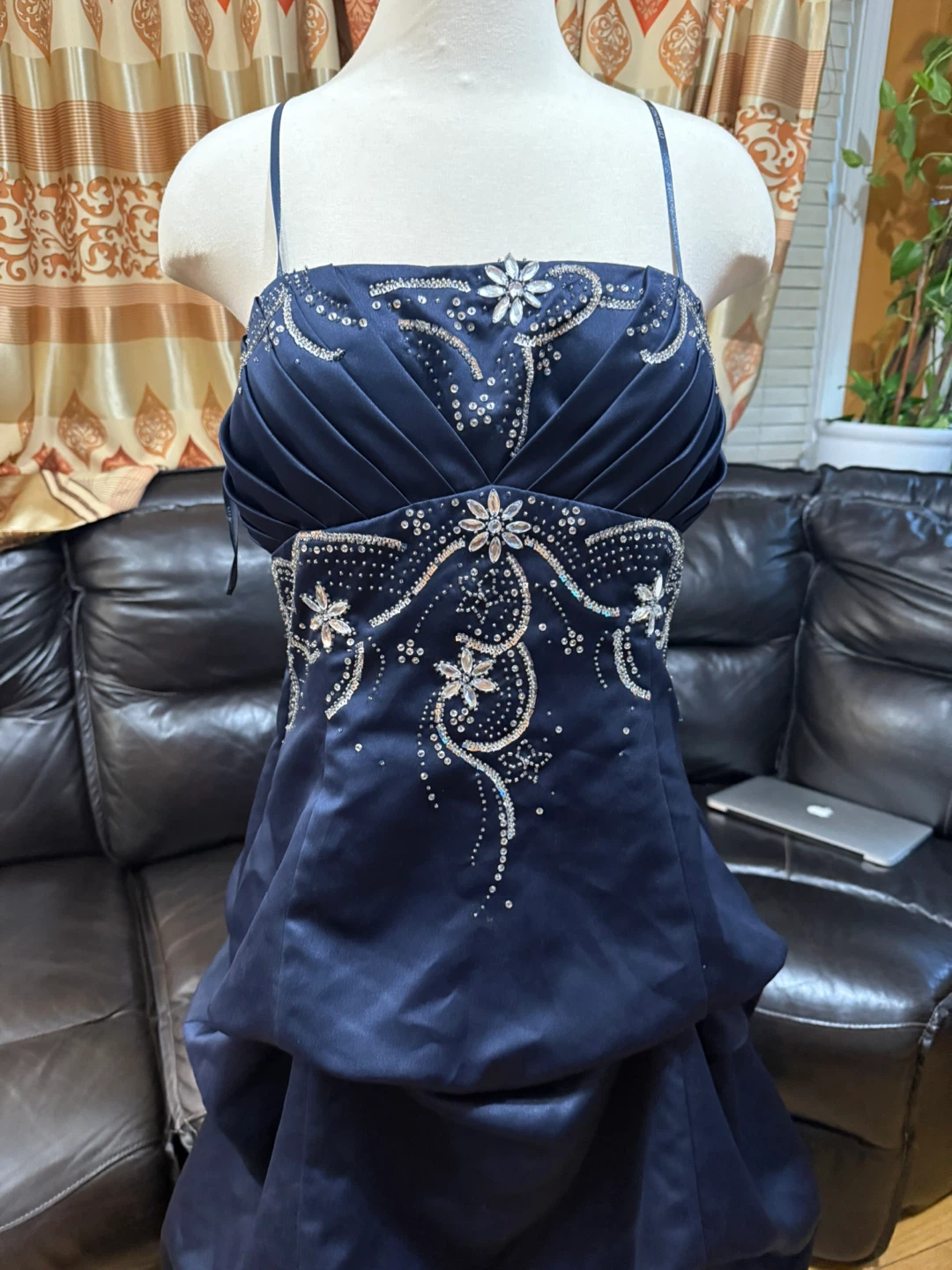 City Triangles navy blue beaded prom dress - photo 2