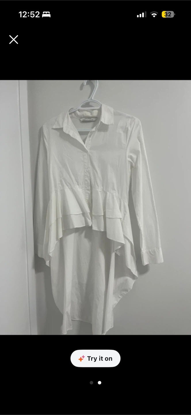 Zara Woman White High-Low Shirt - photo 2